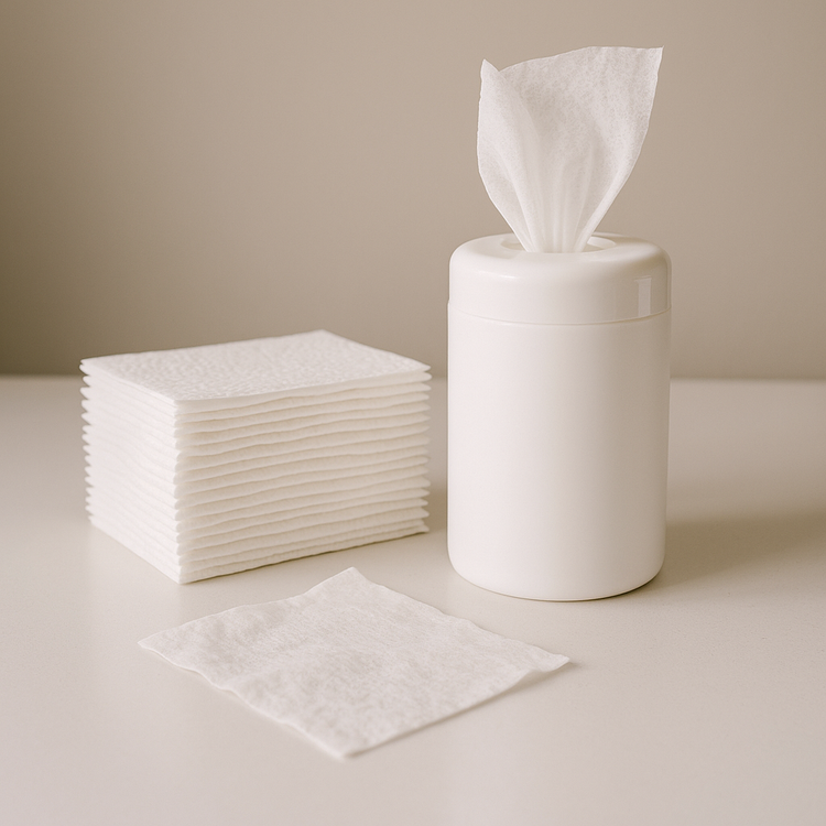 disposable cleaning pads and wipes on clean surface