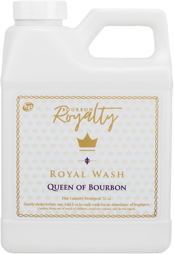 Royal Wash 32 Ounce High Efficiency Scented Fragranced Liquid Laundry Detergent, Queen of Bourbon, White