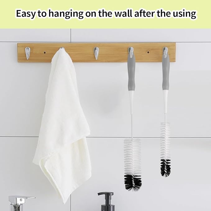 Bottle Cleaner Brush Set - Long Handle Bottle Brushes for Cleaning Narrow Neck Bottles, Beer, Wine, Baby Bottle, Pipes, Tubes, and Small Bottle