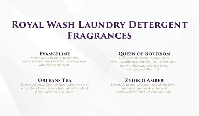 Royal Wash 32 Ounce High Efficiency Scented Fragranced Liquid Laundry Detergent, Queen of Bourbon, White