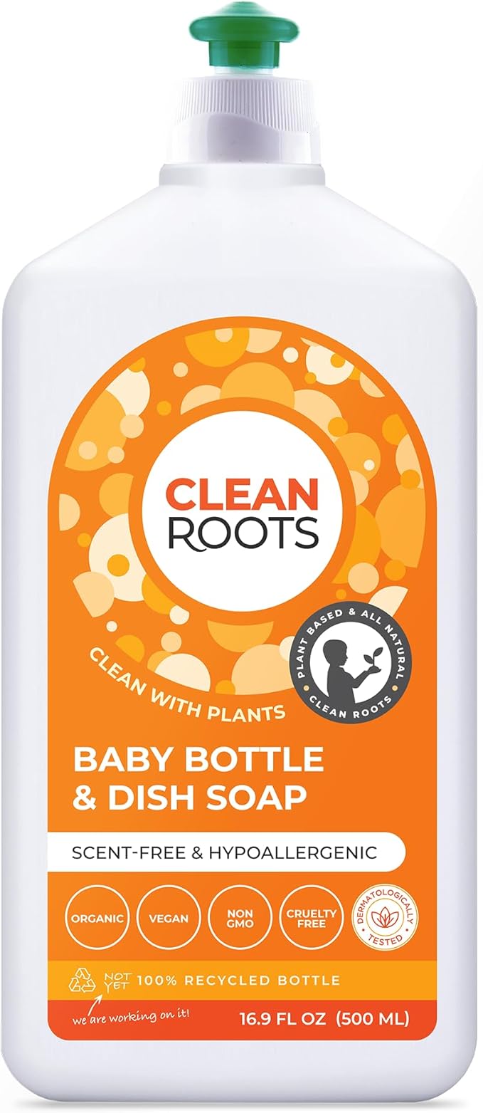 Baby Bottle & Dish Soap, EcoGarantie Certified 100% Organic & Natural Ingredients, Scent-Free & Hypoallergenic, Dermatologically Tested & Approved - Pack of Three 16.9 fl oz (500 mL)