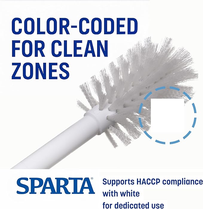 SPARTA Large Water Bottle Brush Ideal for Wide-Mouth Jars, Bottles and Tumblers, Dishwashing Tool with Handle for Home and Commercial Kitchens, Plastic, 12 Inches, White