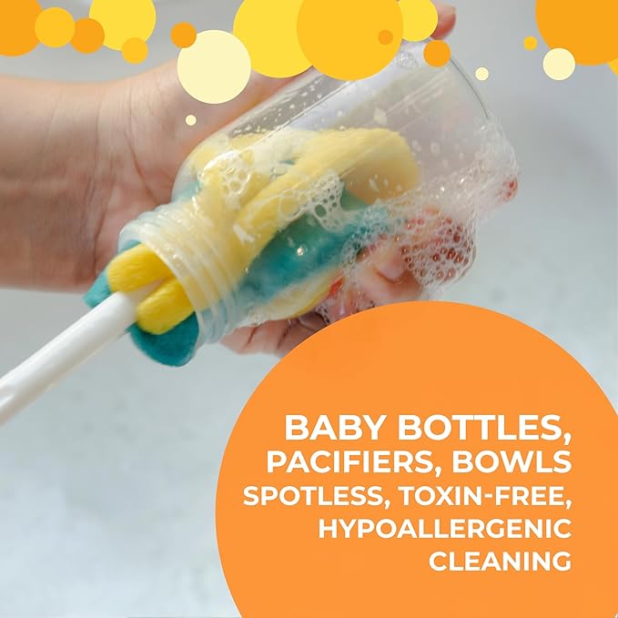 Baby Bottle & Dish Soap, EcoGarantie Certified 100% Organic & Natural Ingredients, Scent-Free & Hypoallergenic, Dermatologically Tested & Approved - Pack of Three 16.9 fl oz (500 mL)