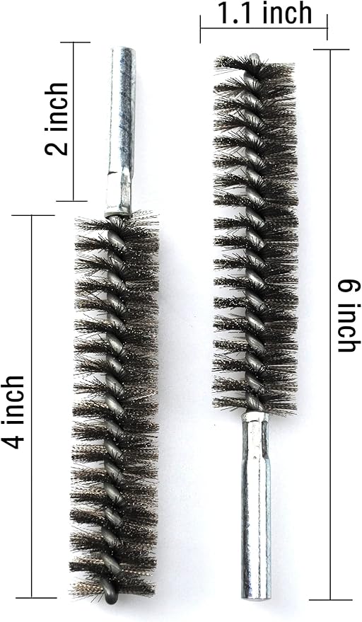6pcs Pipe Cleaning Brush Set Stainless Steel Bristles, Stainless Steel Pipe Brush for Auto Parts, Tubes, Etc. (1 1/10"(28mm))