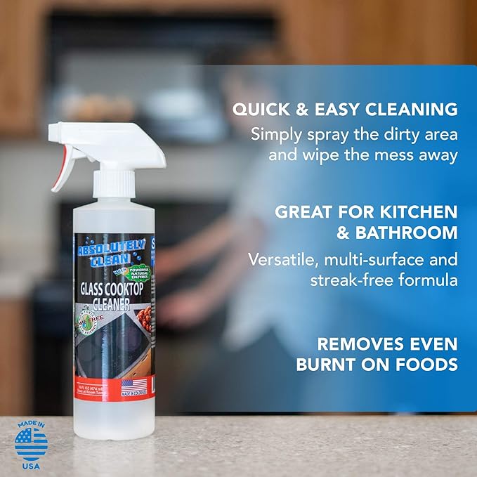 Amazing Ceramic & Glasstop oven cleaner heavy duty- Fume Free & Scratch Free - Streakfree - Powerful, Natural Enzymes - USA Made (16 oz)