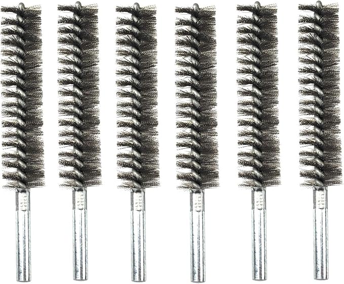 6pcs Pipe Cleaning Brush Set Stainless Steel Bristles, Stainless Steel Pipe Brush for Auto Parts,Bottles, Tubes, Etc.(4/5" 20mm)