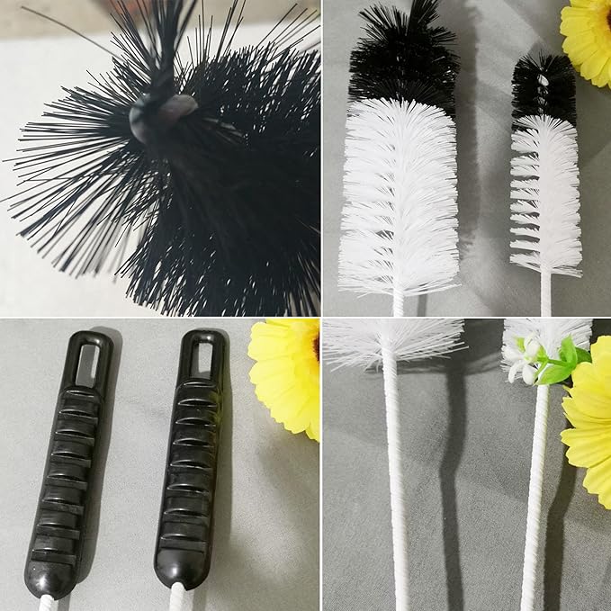 Coralpearl Bottle Brushes Thin Long Handle X 2, Utility Skinny Wire Cleaner Set Big Small, Bendable Flexible for Cleaning Narrow Neck Water, Beer, Wine, Baby Bottles, Pipes, Tubes, Hoses, and Flasks