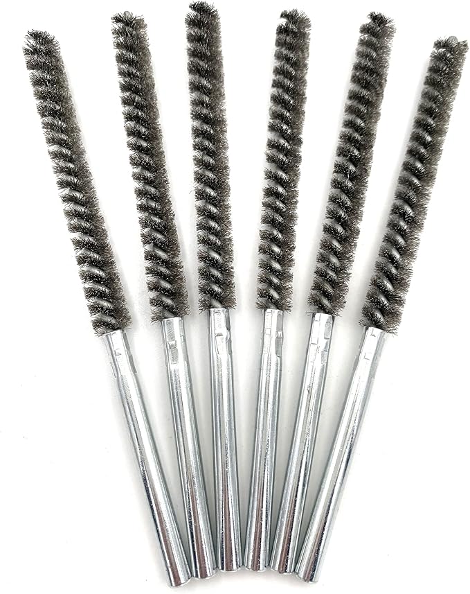6pcs Pipe Cleaning Brush Set Stainless Steel Bristles, Stainless Steel Pipe Brush for Auto Parts,Tubes, Etc. (2/5"(10mm))