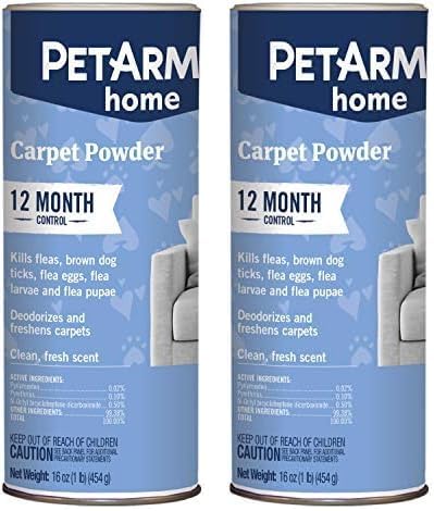 PETARMOR Home Carpet Powder for Fleas and Ticks, Protect Your Home from Fleas and Deodorizes Carpets, 16 Ounce (Pack of 2)