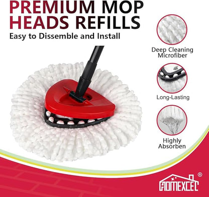 HOMEXCEL Mop Replacement Heads Compatible with O-Cedar EasyWring Spin Mops 2 Pack-Washable Microfiber Spin Head Refills-Easy Cleaning Mop Head Replacement