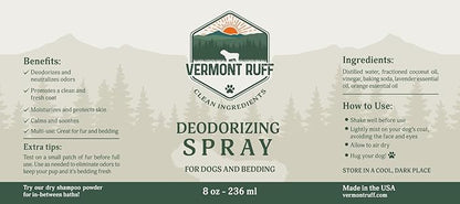 Dog Deodorizer Spray, Pet Odor Eliminator Dog Deodorizing Spray – Odor Neutralizing & Coat Conditioning Mist with Pure Ingredients – Moisturizing & Refreshing Pet Spray – Safe for Dogs & Bedding 8oz