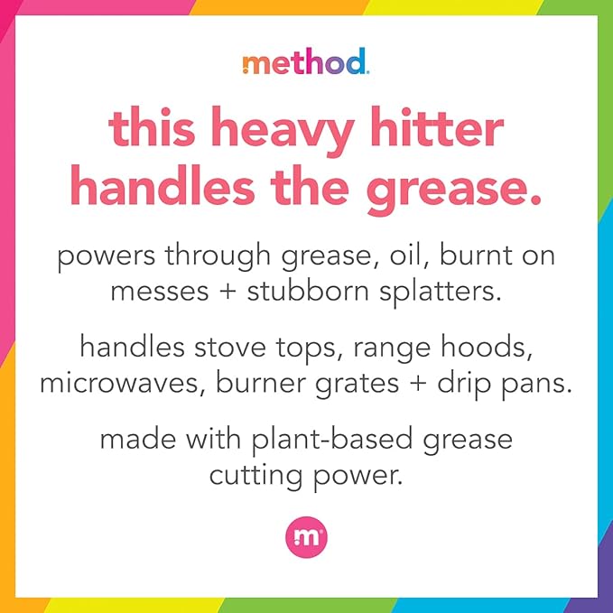 Method Heavy Duty Degreaser, Lemongrass Scent, Oven Cleaner & Stove Top Cleaner, 28 Oz Spray Bottle (Pack of 1),(Packaging may vary)