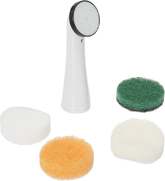 Greenco Electric Scrub Brush with 4 Replaceable Brush Attachment Heads, Electric Cleaning Brush Scrubber, Spin Scrubber, Bathroom and Grout Auto Power Scrubber, New and Improved Version