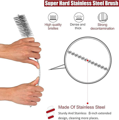 Pipe Cleaning Brush Set Stainless Steel Bristles, Stainless Steel Pipe Brush Steel Bottle Brush 9 Piece Variety Pack for Auto Parts, Bottles, Tubes, Etc.