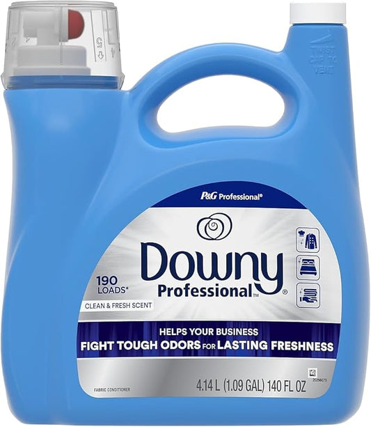 Downy Professional Commercial Liquid Fabric Softener, Clean & Fresh Scent, 190 Loads, 140 Fl oz