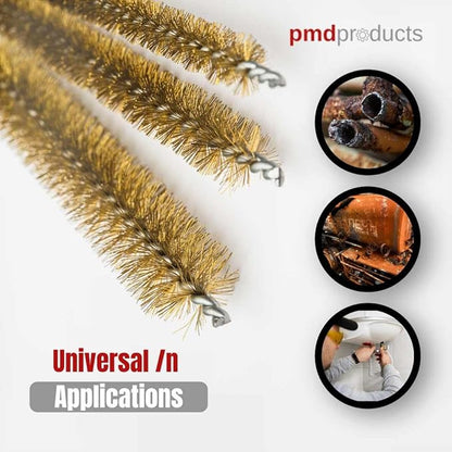10-Piece Tube Cleaning Brush Kit | Brass Wire Bore Brushes & Stainless Steel Brushes 12" Long (1/4" to 3/4") for Tubes, Cylinders, and Narrow Spaces