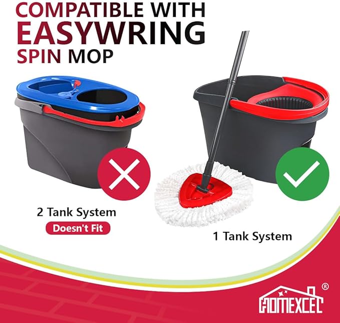 HOMEXCEL Mop Replacement Heads Compatible with O-Cedar EasyWring Spin Mops 2 Pack-Washable Microfiber Spin Head Refills-Easy Cleaning Mop Head Replacement