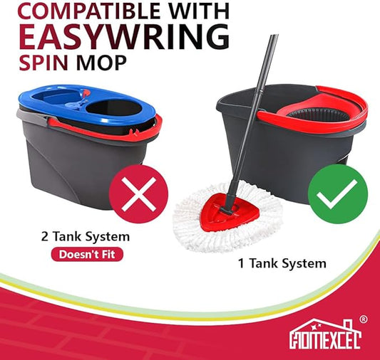 HOMEXCEL Mop Replacement Heads Compatible with O-Cedar EasyWring Spin Mops 2 Pack-Washable Microfiber Spin Head Refills-Easy Cleaning Mop Head Replacement