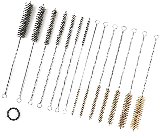 14pcs Stainless Steel Brass Wire Tube Brushes Set,12 Inch Long Wire Brushes for Pipe Cleaning Set, Tube Bottle Brush Kit for Auto Parts, Bottles, Guns, Glass, Tubes, Etc