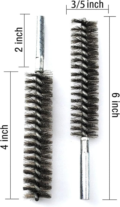 6pcs Pipe Cleaning Brush Set Stainless Steel Bristles, Stainless Steel Pipe Brush for Auto Parts, Tubes, Etc. (3/5"(15mm))