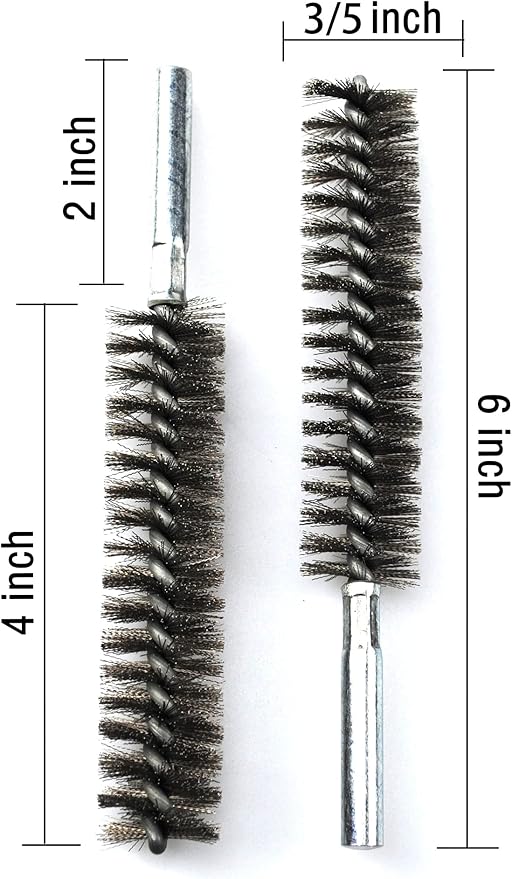 6pcs Pipe Cleaning Brush Set Stainless Steel Bristles, Stainless Steel Pipe Brush for Auto Parts, Tubes, Etc. (3/5"(15mm))