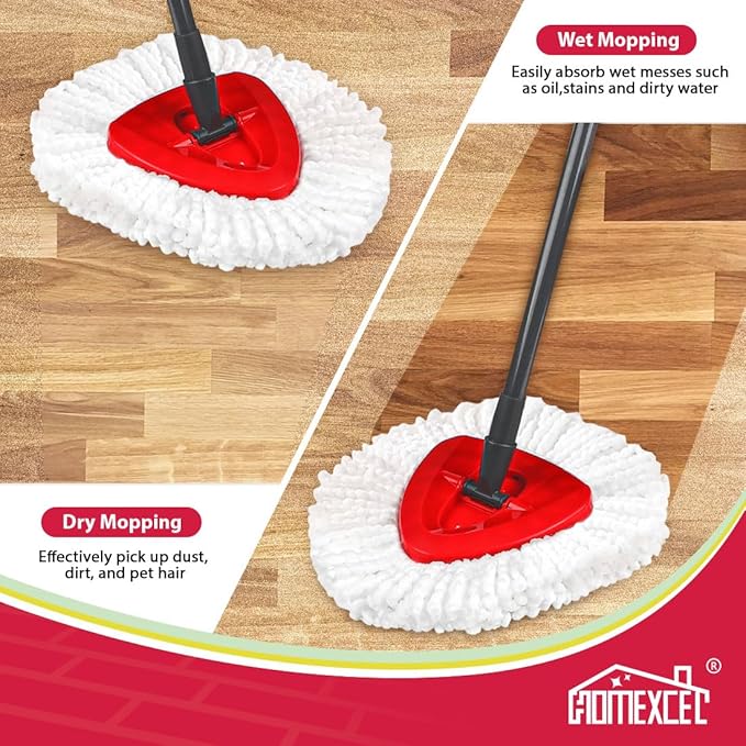 HOMEXCEL Mop Replacement Heads Compatible with O-Cedar EasyWring Spin Mops 2 Pack-Washable Microfiber Spin Head Refills-Easy Cleaning Mop Head Replacement
