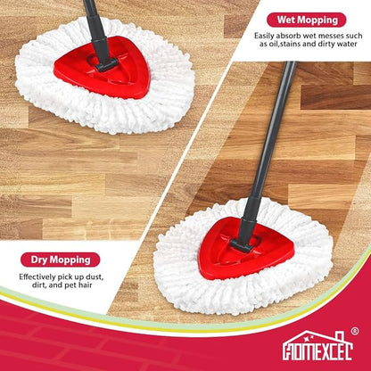 HOMEXCEL Mop Replacement Heads Compatible with O-Cedar EasyWring Spin Mops 2 Pack-Washable Microfiber Spin Head Refills-Easy Cleaning Mop Head Replacement