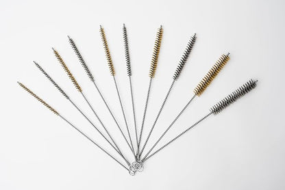 10-Piece Tube Cleaning Brush Kit | Brass Wire Bore Brushes & Stainless Steel Brushes 12" Long (1/4" to 3/4") for Tubes, Cylinders, and Narrow Spaces