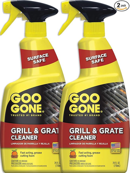 Goo Gone Grill and Grate Cleaner Spray (2 Pack) Cleans and Degreases BBQ Cooking Grates and Racks, Pellet and Electric Smokers- 24 Ounce