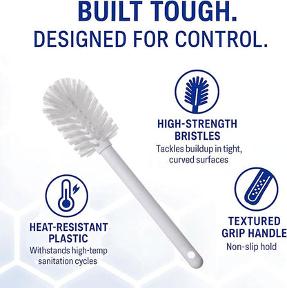 SPARTA Large Water Bottle Brush Ideal for Wide-Mouth Jars, Bottles and Tumblers, Dishwashing Tool with Handle for Home and Commercial Kitchens, Plastic, 12 Inches, White