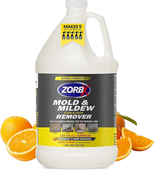 ZORBX Pro Extra Strength M&M Remover & Cleaner Spray 128 FL Oz Refill – Scrub Free Formula - Bleach Free M&M Stain & Smell Eliminator for Shower, Bathroom, Ceiling, Carpet, Cars, Walls & Wood