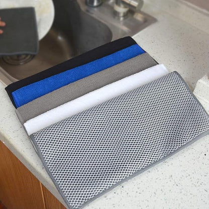 SINLAND Microfiber Dish Cloth for Wshing Dishes Dish Washing Rags Best Kitchen Washcloth Cleaning Cloths Poly Scour Side 12inchx12inch 5 Color Assorted 10 Pack