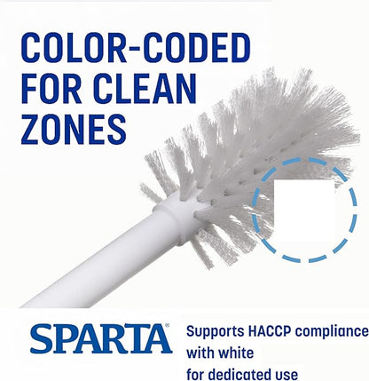 SPARTA Large Water Bottle Brush Ideal for Wide-Mouth Jars, Bottles and Tumblers, Dishwashing Tool with Handle for Home and Commercial Kitchens, Plastic, 12 Inches, White
