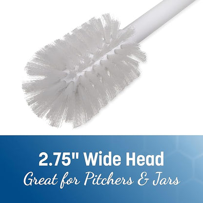 SPARTA Large Water Bottle Brush Ideal for Wide-Mouth Jars, Bottles and Tumblers, Dishwashing Tool with Handle for Home and Commercial Kitchens, Plastic, 12 Inches, White