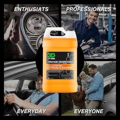 3D Orange Degreaser – Citrus-Based Car Cleaner for Oil, Grease, Grime & Adhesives – Water-Based, Non-Corrosive, Eco-Friendly, Interior & Exterior Use - 1 Gallon