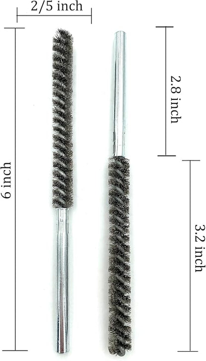 6pcs Pipe Cleaning Brush Set Stainless Steel Bristles, Stainless Steel Pipe Brush for Auto Parts,Tubes, Etc. (2/5"(10mm))