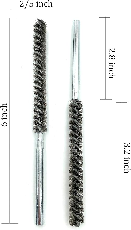 6pcs Pipe Cleaning Brush Set Stainless Steel Bristles, Stainless Steel Pipe Brush for Auto Parts,Tubes, Etc. (2/5"(10mm))
