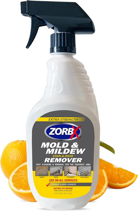 ZORBX Extra Strength M&M Remover & Cleaner Spray 24 FL Oz – Scrub Free Formula - Bleach Free M&M Stain & Smell Eliminator for Shower, Bathroom, Ceiling, Carpet, Cars, Walls & Wood