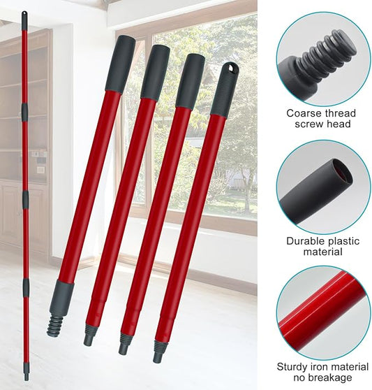 Spin Mop Replace Head, Base, Mop Handle Replacement for OCedar EasyWring 1 Tank System - Include 2 Microfiber Refills, 4-Section Sturdy Iron 30-58in Handle, Head Cover and Scrubber