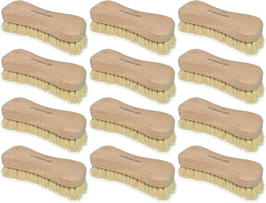 All-Natural Wooden Scrub Brush Set | Tampico Bristle Brush for Floor, Tub, Kitchen, and Carpet | Eco-Friendly Cleaning Products | Pack of 12
