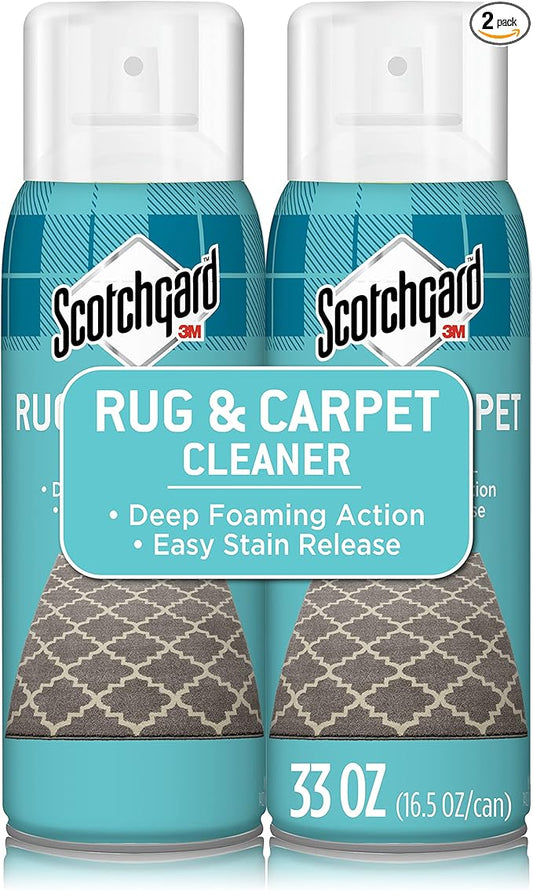 Scotchgard Rug & Carpet Cleaner, Fabric Cleaner Blocks Stains, Cleaning Sprays Make Cleanup Easier, Two 16.5 oz Cans