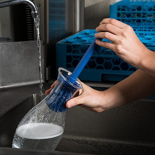 SPARTA Large Water Bottle Brush Ideal for Wide-Mouth Jars, Bottles and Tumblers, Dishwashing Tool with Handle for Home and Commercial Kitchens, Plastic, 12 Inches, Blue, (Pack of 6)
