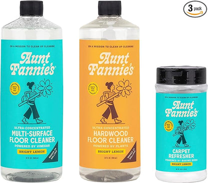 Aunt Fannie's Floor Bundle: Hardwood Floor Cleaner, Multi-Surface Vinegar Cleaner, and Carpet Refresher