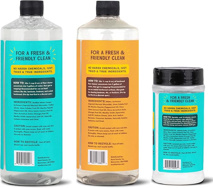 Aunt Fannie's Floor Bundle: Hardwood Floor Cleaner, Multi-Surface Vinegar Cleaner, and Carpet Refresher