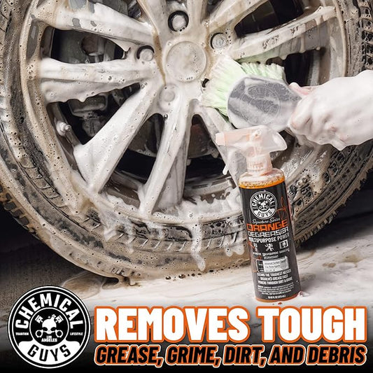 Chemical Guys Signature Series Orange Degreaser, Heavy-duty All-purpose Cleaner For Engines, Tires, Undercarriages & More, Professional Strength Formula, Breaks Down Grease, Oil & Grime - 128 fl oz