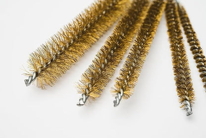 10-Piece Tube Cleaning Brush Kit | Brass Wire Bore Brushes & Stainless Steel Brushes 12" Long (1/4" to 3/4") for Tubes, Cylinders, and Narrow Spaces
