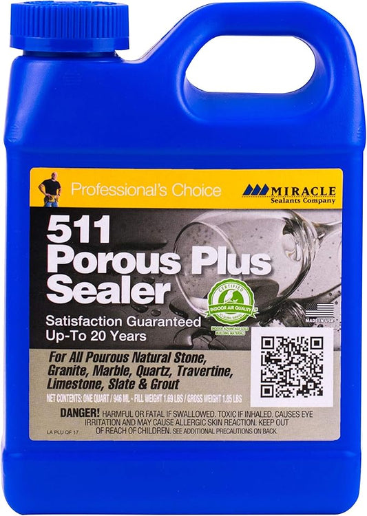 Miracle Sealants Plus QT 511 Porous Plus Sealer 32 oz Quart & TSC632OZR Tile & Stone Cleaner Spray, 32 oz