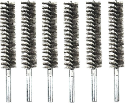 6pcs Pipe Cleaning Brush Set Stainless Steel Bristles, Stainless Steel Pipe Brush for Auto Parts, Tubes, Etc. (1 1/10"(28mm))
