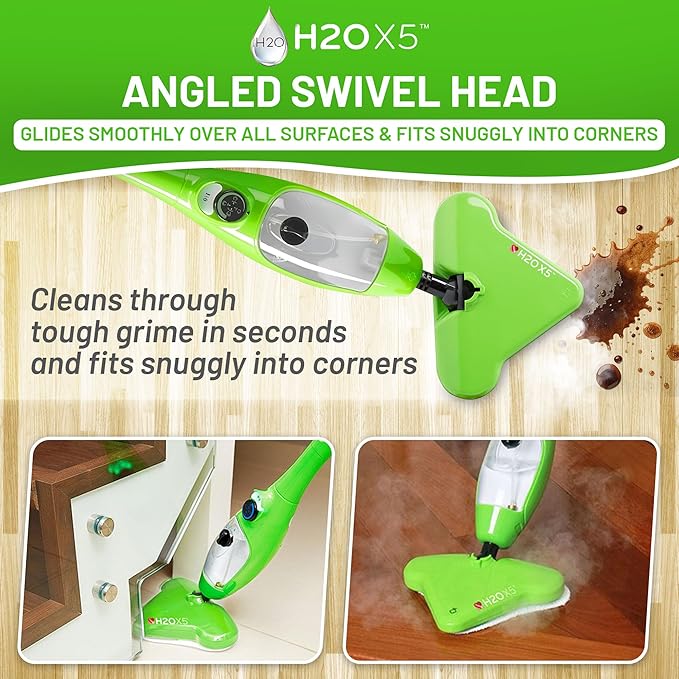 H2O 5-in-1 Multi-Purpose, Handheld Steam Cleaner, Adjustable Height, Removable Tank, Large Capacity, Rapid Heat Up, Steam Control, Lightweight, High Pressure