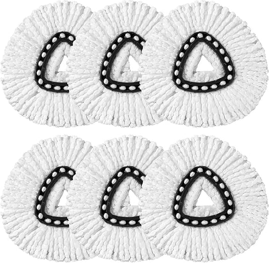 HOMEXCEL Mop Replacement Heads Compatible with O-Cedar EasyWring Spin Mops 6 Pack-Washable Microfiber Spin Head Refills-Easy Cleaning Mop Head Replacement